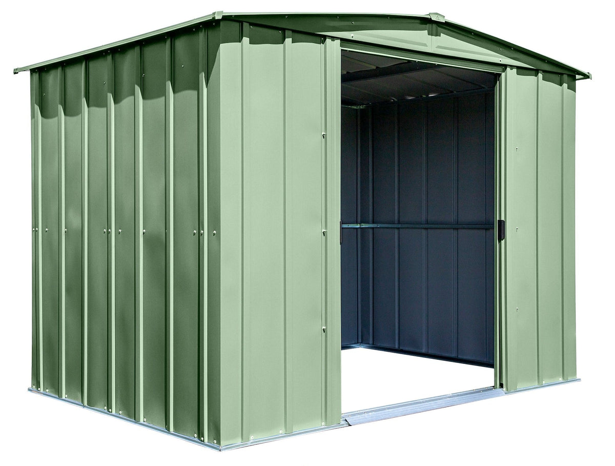 Classic Galvanized Steel Storage Shed, Sage Green, 8-ft x 6-ft