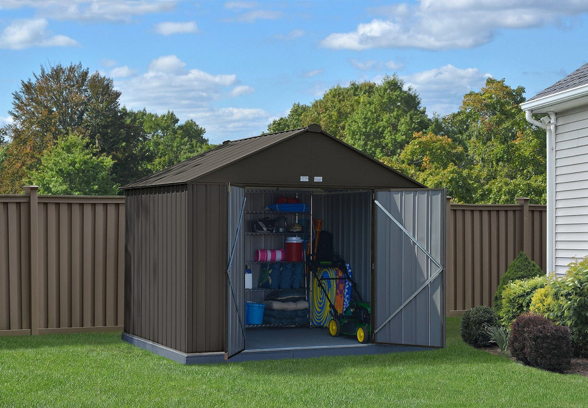 EZEE Galvanized Steel Storage Shed, Charcoal, 10-ft x 8-ft