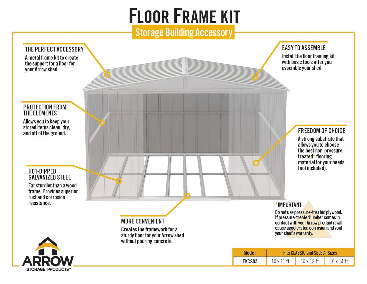 Floor Frame Kit for Arrow Classic 10x11-ft, 10x12-ft and 10x14-ft Sheds