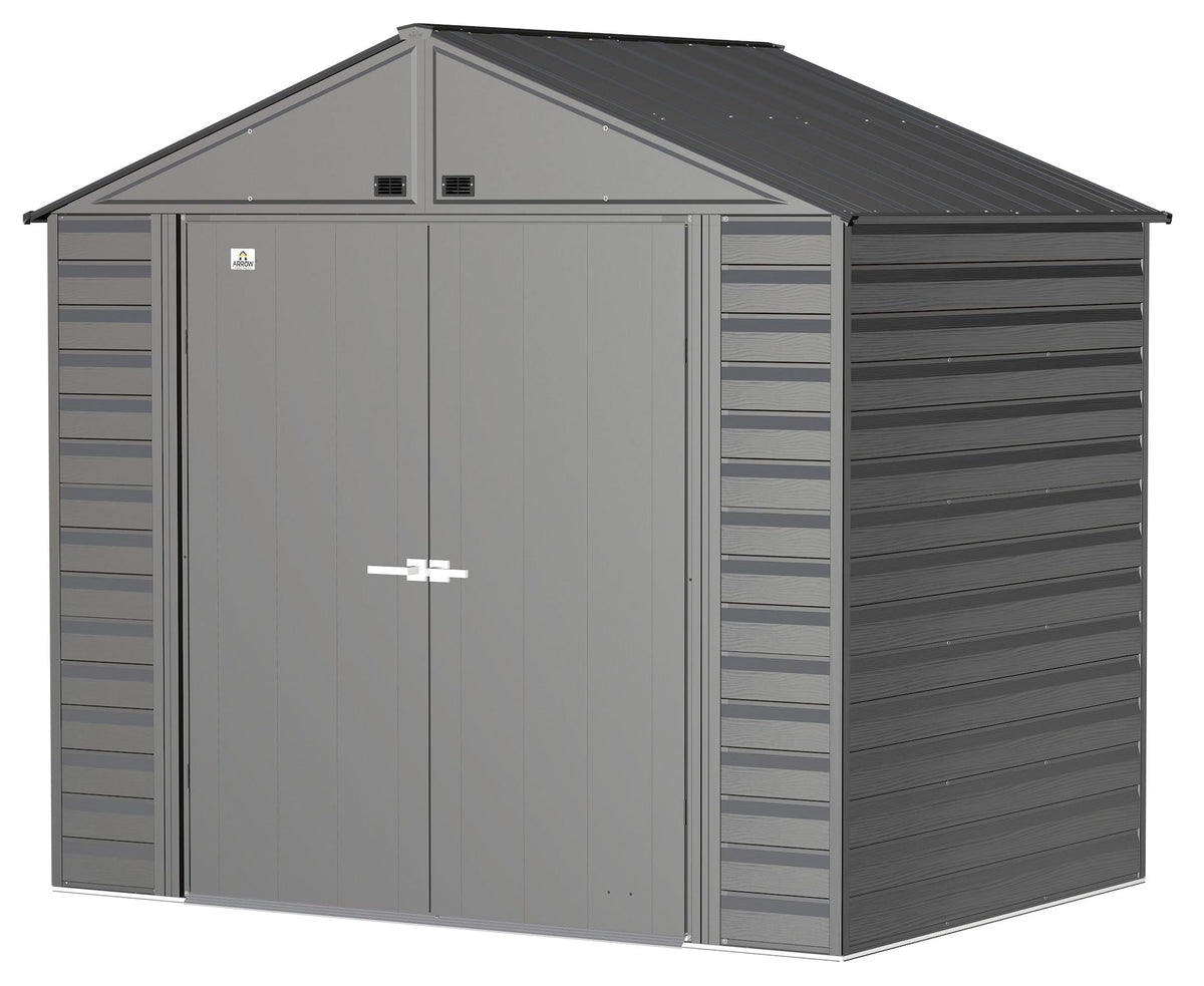 Select Galvanized Steel Storage Shed, Charcoal, 8-ft x 6-ft