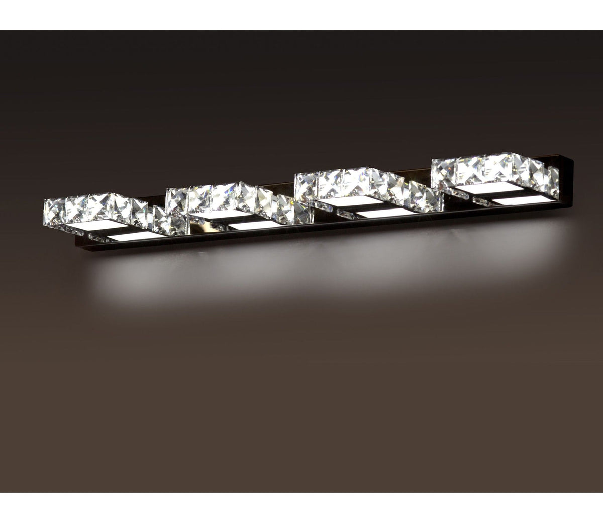Isabella 4-Light Crystal Design LED Vanity Light Fixture, Chrome