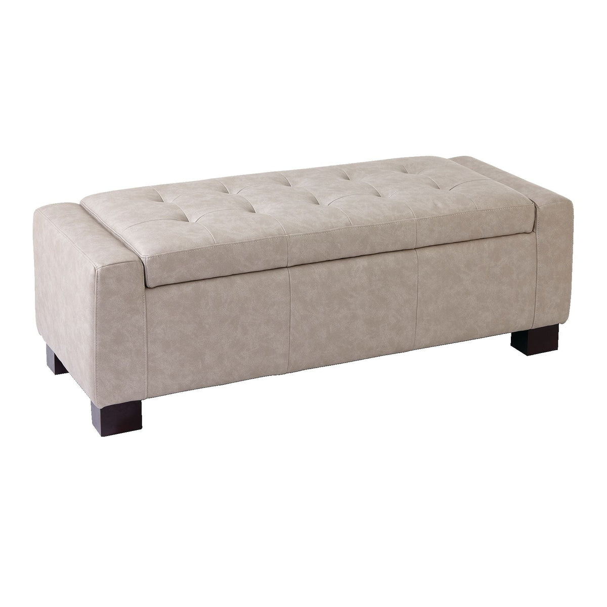 Louisa Upholstered Hinge-Top Storage Ottoman/Bench With Padded Seat, Light Grey