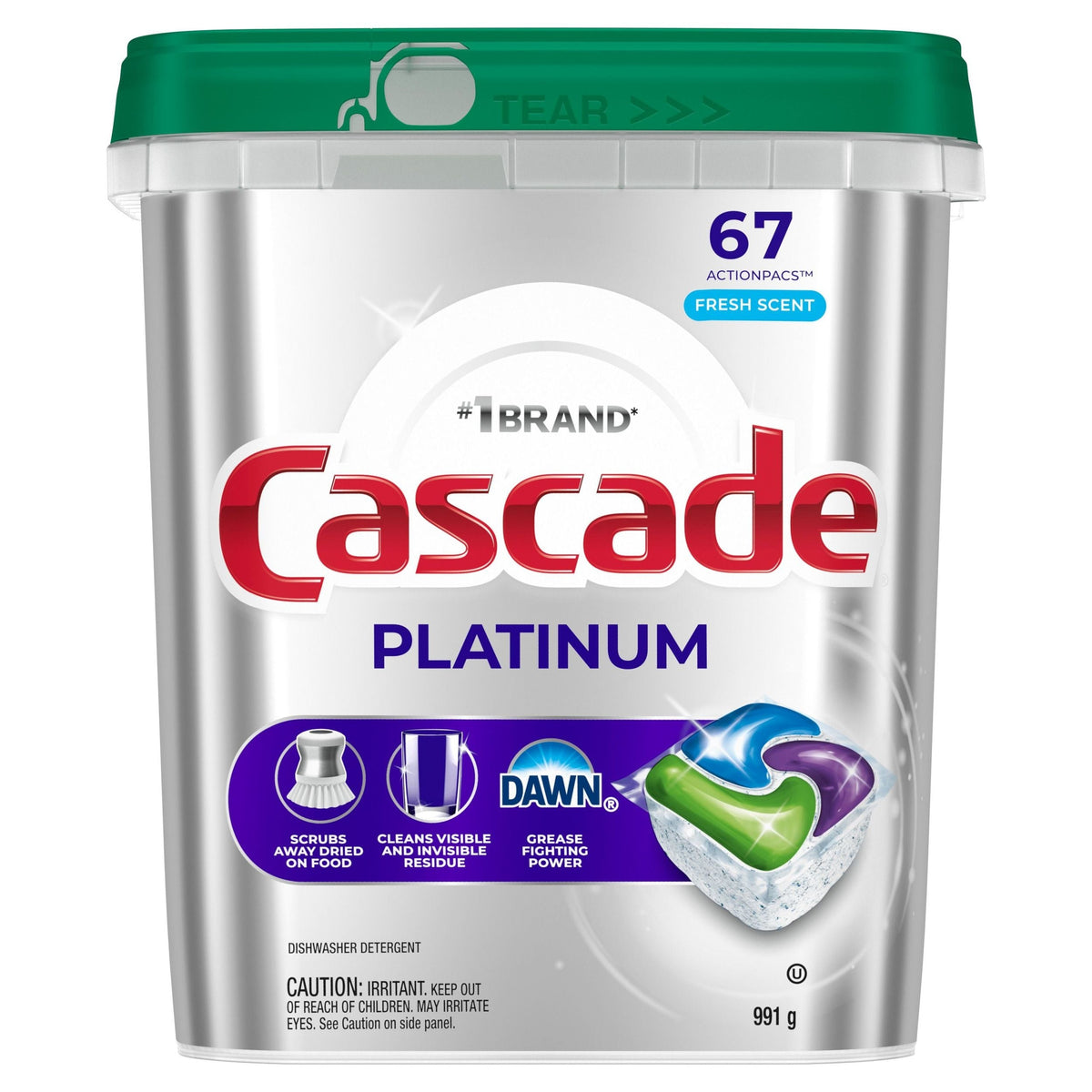Platinum ActionPacs Dishwasher Detergent Pods, Fresh, 67 Count