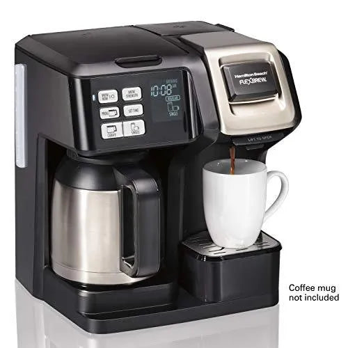 FlexBrew Thermal Coffee Maker, Single Serve & Full Pot, Compatible with K-Cup Pods or Grounds, Programmable, Black and Stainless (49966)