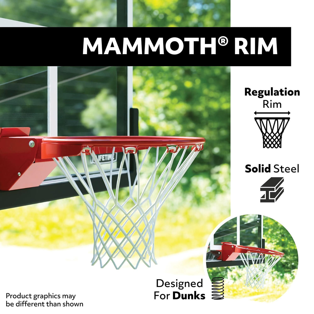 Mommoth Bolt Down Basketball Hoop with 72-in Tempered Glass
