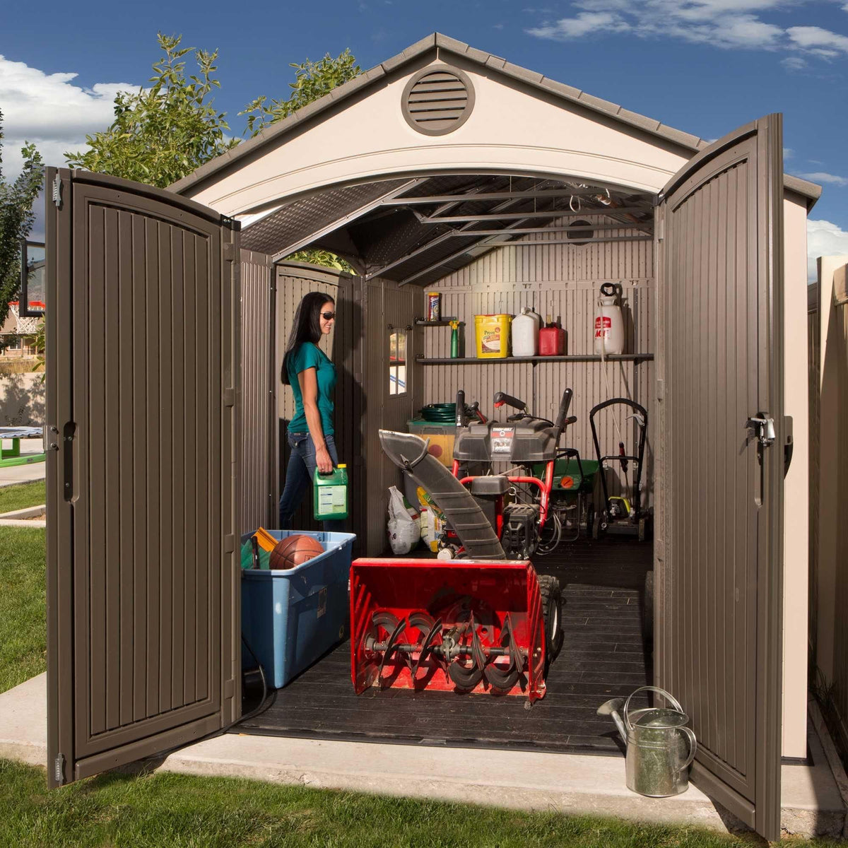 Outdoor Storage Shed with Dual Side Entry, 15 x 8-ft