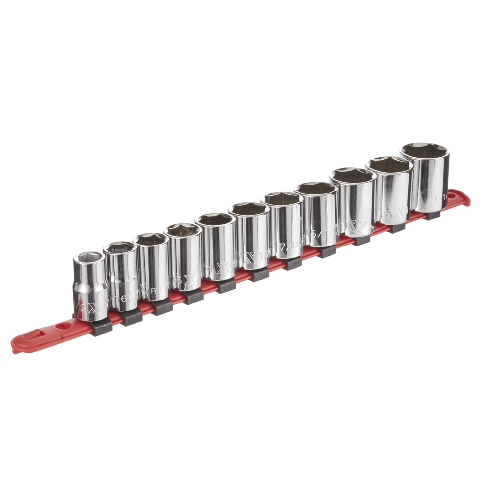 1/2-in Drive 6 Pt. Socket Set, SAE, Nickel-Chrome Plating, 11-pc