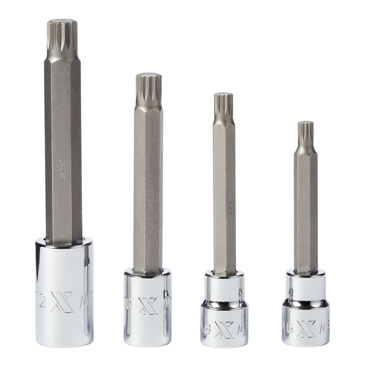 Extra Long Shank Triple Square Bit Socket Set, 4-pc