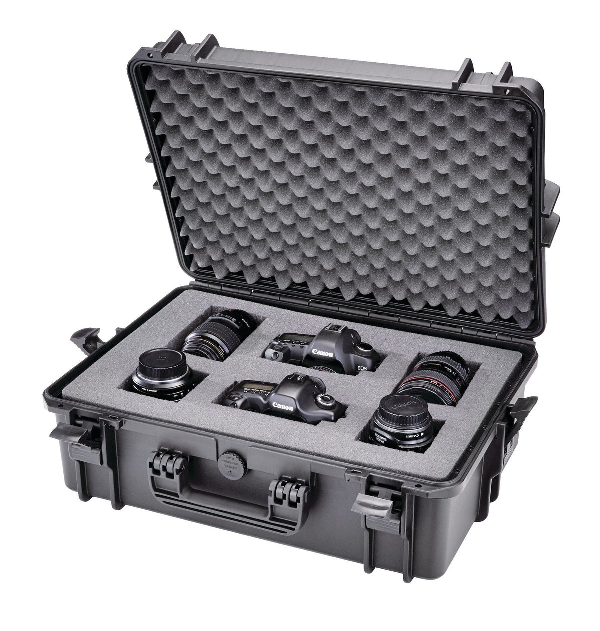 Portable IP67 Waterproof Case/Tool Box with Foam Layers, Black, Large, 22-in