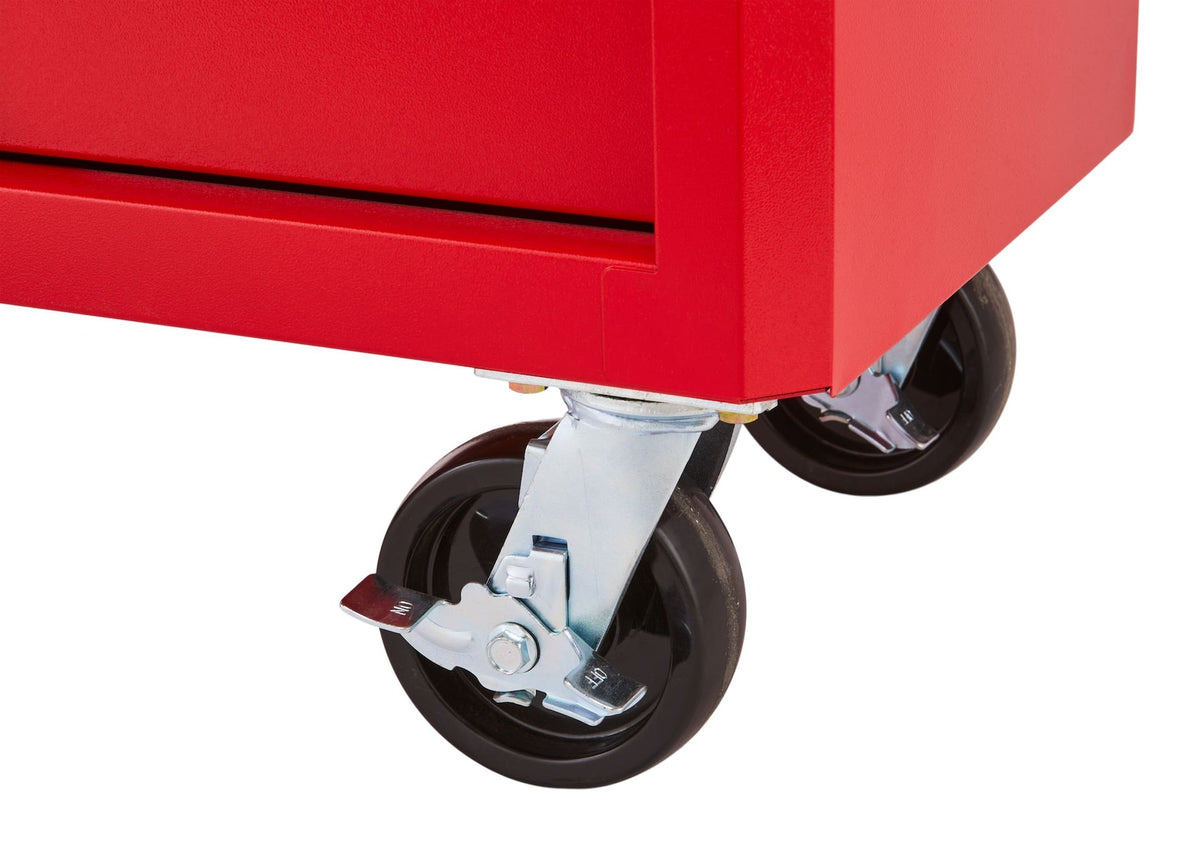 Tool Storage Cabinet, Built-In Power Bar with USB, 9-Drawer, 47-in, Red