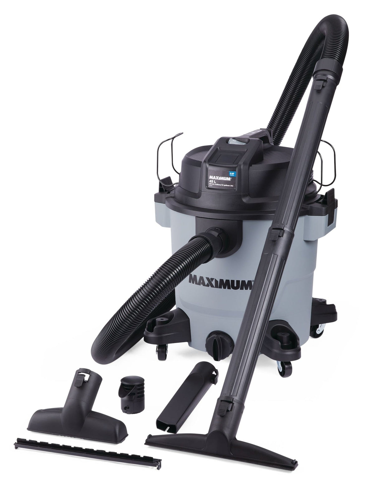 VJH1211PF 6.0 Peak HP Portable Wet/Dry Shop Vacuum with Hose and Accessories, 45-L
