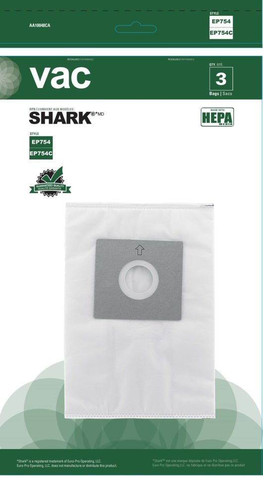 HEPA Replacement Vacuum Cleaner Bags, Style EP754C, 3-pk