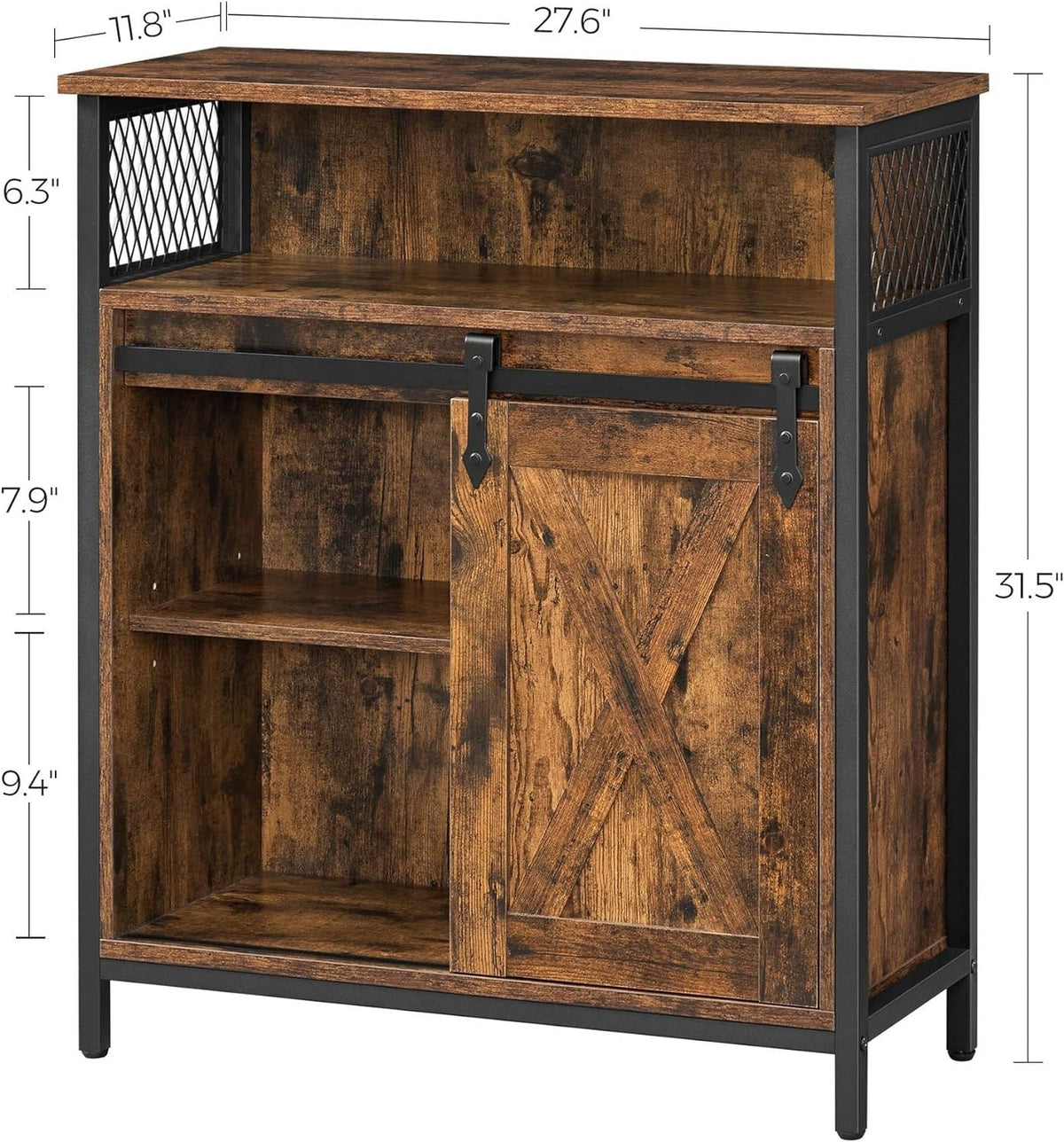 Home Rustic Brown Cabinet with Sliding Door