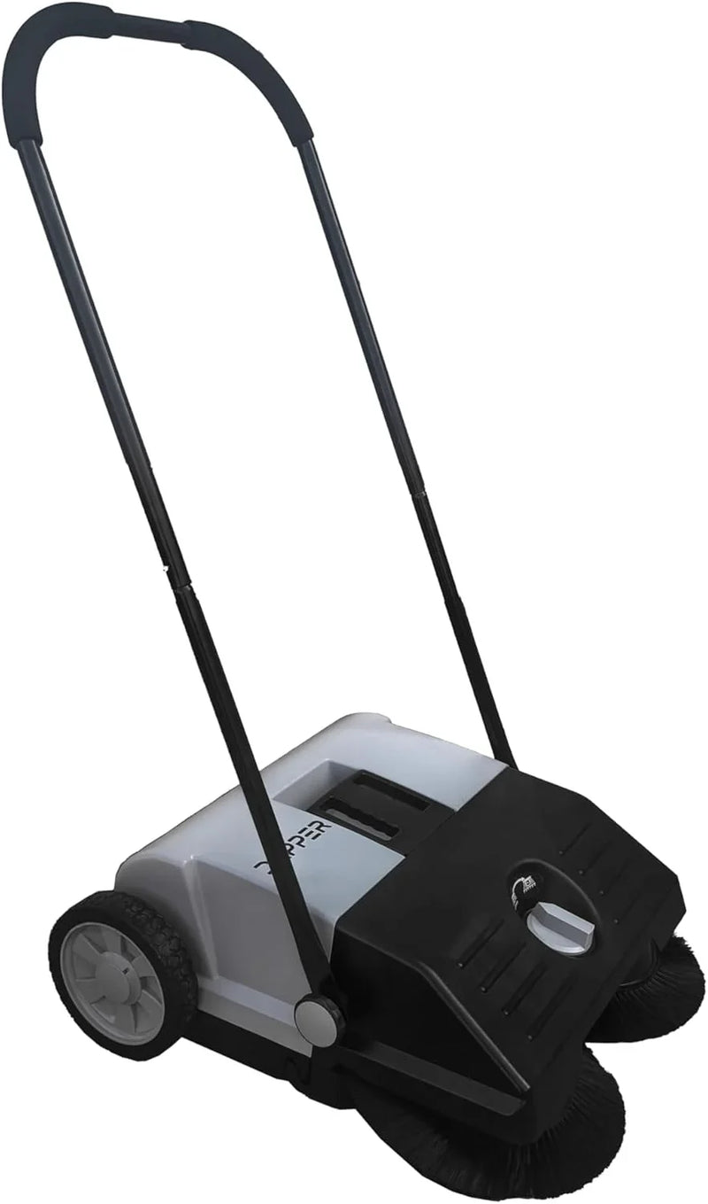 Walk-Behind Outdoor Hand Push Floor Sweeper - 5.25 Gallon Capacity - 25.5" Sweeping Width - Sweeps up to 27,900 ft² / Hour, Grey L1285
