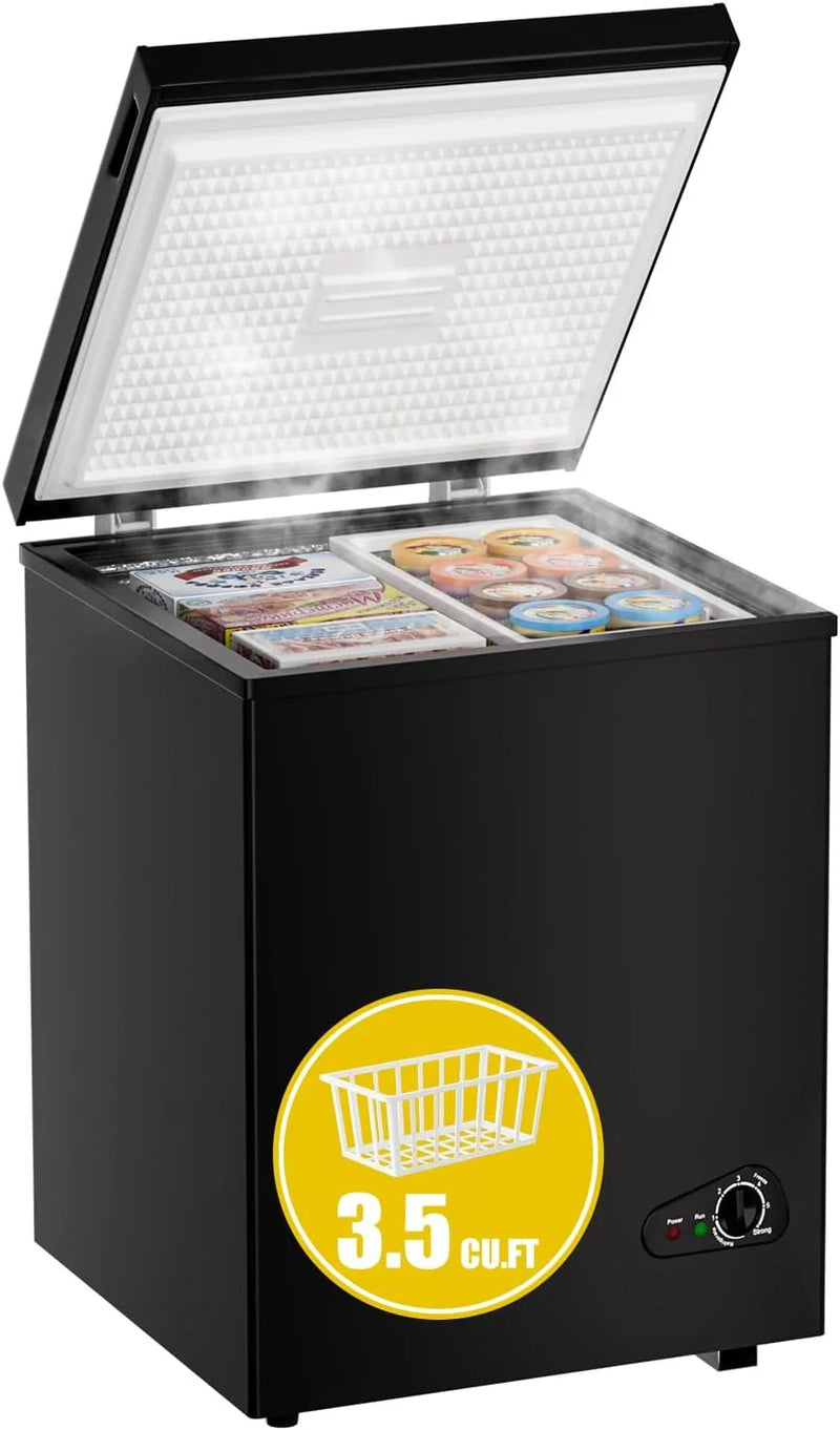 7.0 Cu Ft Chest Freezer - Energy Efficient & Quiet Mini Freezer with Adjustable Thermostat - Compact Deep Freezer for Home, Apartment, and Garage - Removable Basket & Defrost Drain N0896