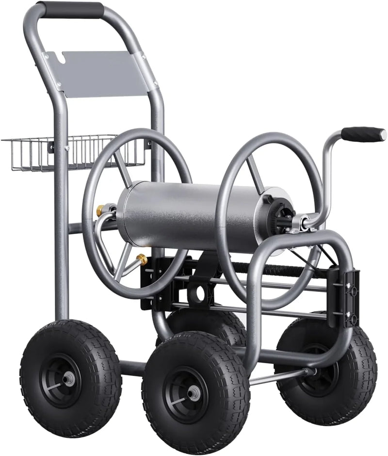 Tool pipe trailer, heavy-duty wheeled hose vehicle, suitable for outdoor industrial hose reels, length 250 feet, inner diameter 5/8 inches, hose guide device pre-installed. S2388