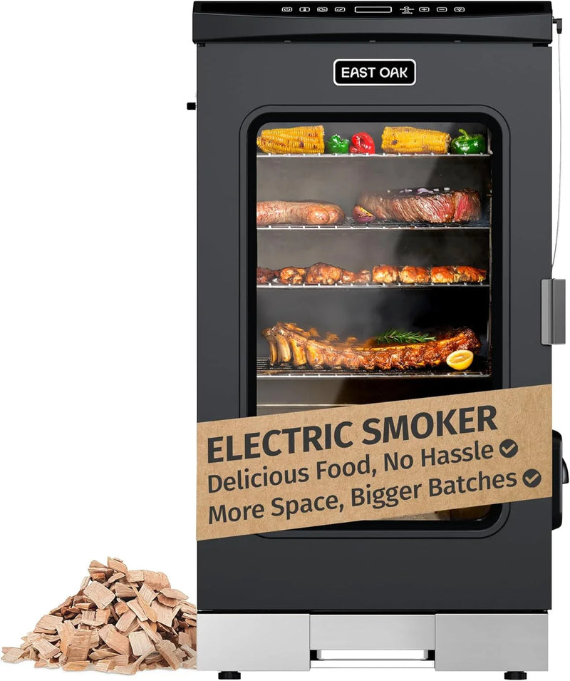 30" Electric Smoker, Outdoor Smoker with Glass Door & Meat Thermometer, 725 Sq Inch Large Capacity, 4 Detachable Racks for Backyard BBQ, Party, Outdoor Cooking Night Blue M0897