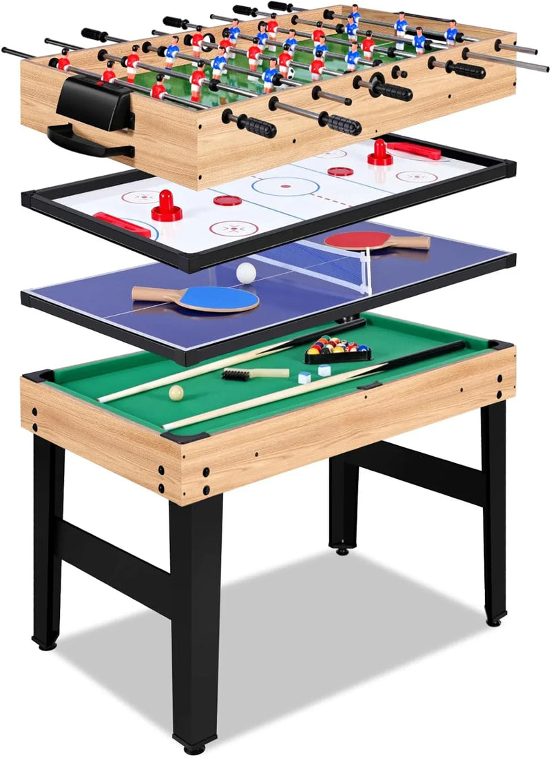 12-in-1 Game Table - 48" Combo Game Table, Ping Pong Table, Foosball Table, Air Hockey Table, Pool Table - Sports Arcade Games with Accessories - Ideal for Game Rooms and Family Game Nights! K8378