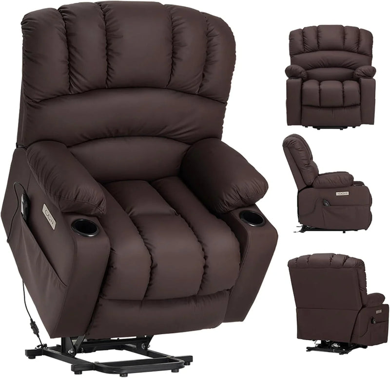 Electrically adjustable reclining chair - Electrically massaging adjustable reclining chair. The chair seat has a heating function. Large shell with velvet backrest. Suitable for the elderly and the elderly. Electrically adjustable reclining chair. D3787