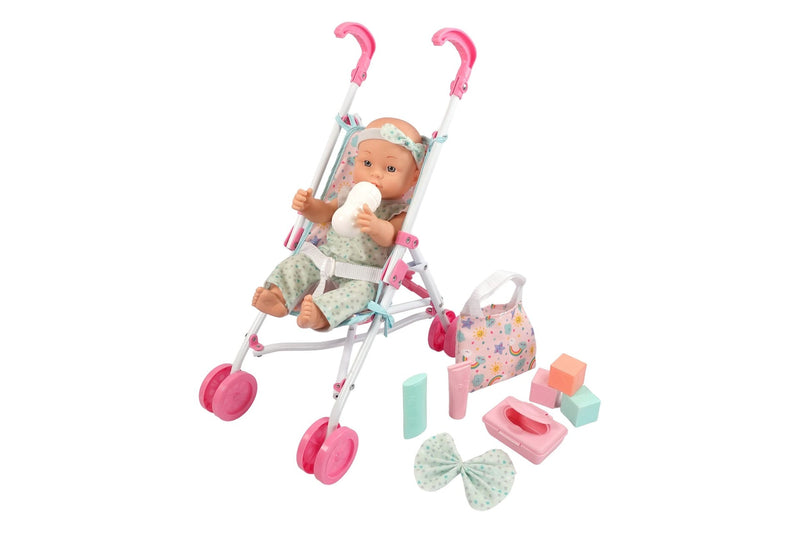15" Baby Doll With Stroller And Accessories Z3733