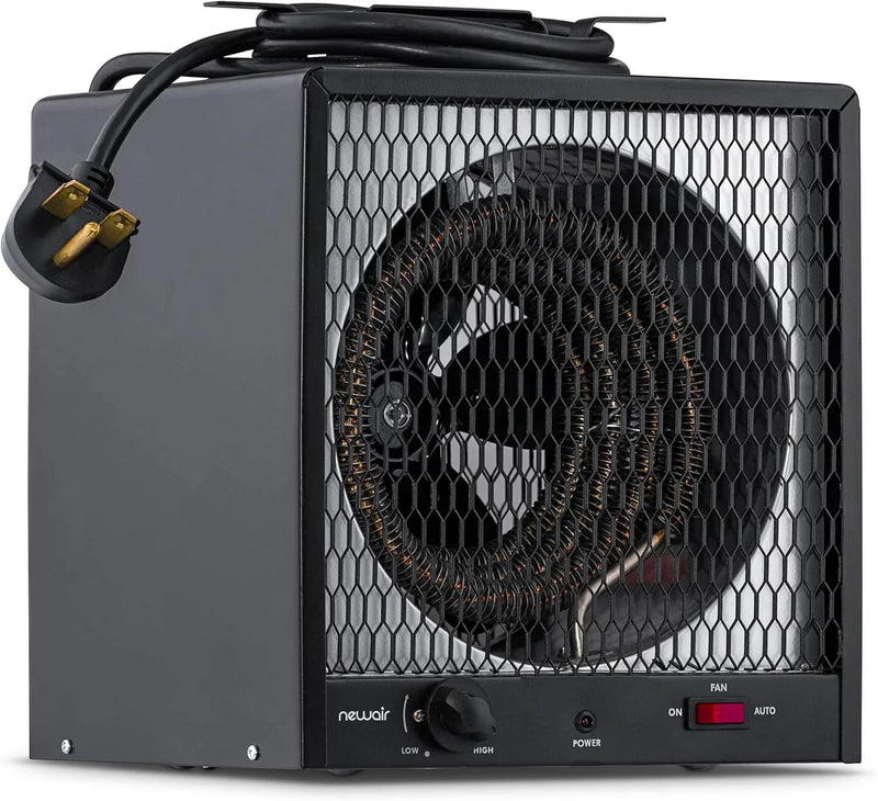 Portable Heater (240V) Portable Electric Garage Heater Heats Up to 600 sq. ft. with 6-Foot Cord Wrap and Carrying Handle | 5600 Watt Portable Electric Shop Heater for Garage and Work Shop F203