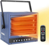 Electric Garage Heater, 7500-Watt Digital Fan-Forced Ceiling Mount Shop Heater with Full-Function Remote, 240-Volt Hardwired 12-Hour Timer, Ideal for Workshop Blue
