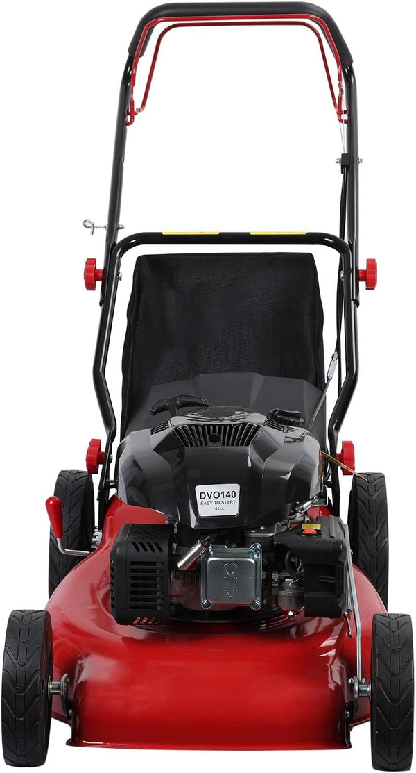 Self-propelled lawn mower, 141cc four-stroke gasoline engine, lawn mower with 20-inch blades, rear-wheel drive, push-type lawn mower, equipped with a 50-liter hay storage tank, rear wheel diameter 10 inches, rotational speed 2850 revolutions per minu V735