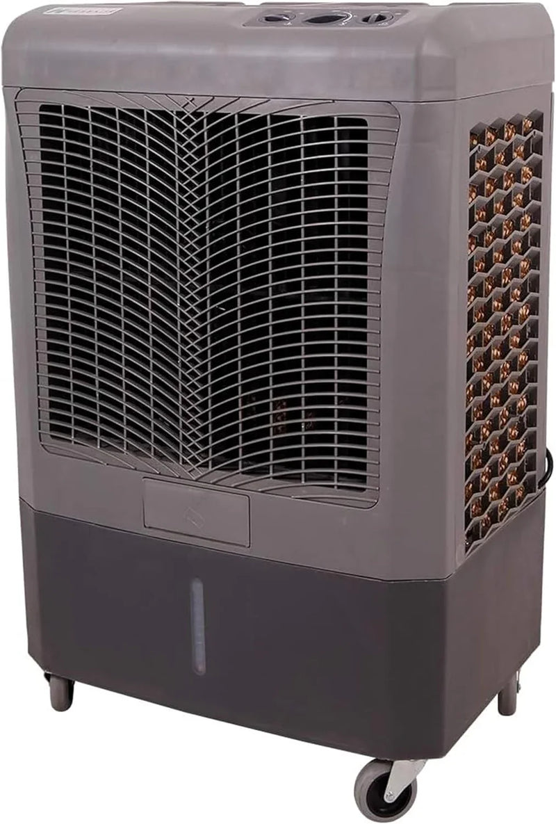 Portable Swamp Coolers - 1300 CFM MC18M Evaporative Air Cooler with 2-Speed Fan, 53.4 dB - 500 sq. ft. Coverage Evaporative Air Cooler Portable High Velocity Outdoor Cooling Fan by Hessaire - White T1998
