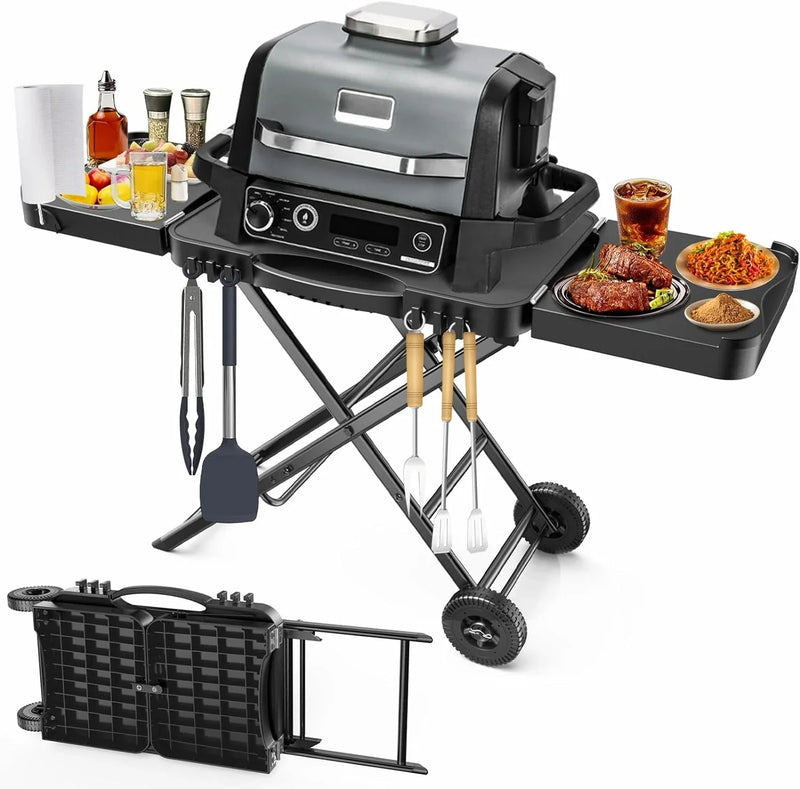 Outdoor Grill Table Cart 57"x24"x35", Outdoor Kitchen Island with Storage & Large Tabletop for Griddle, Pizza Oven, Ninja Woodfire Grill, BBQ Station, Dining Cart, Rolling BBQ Table F7693