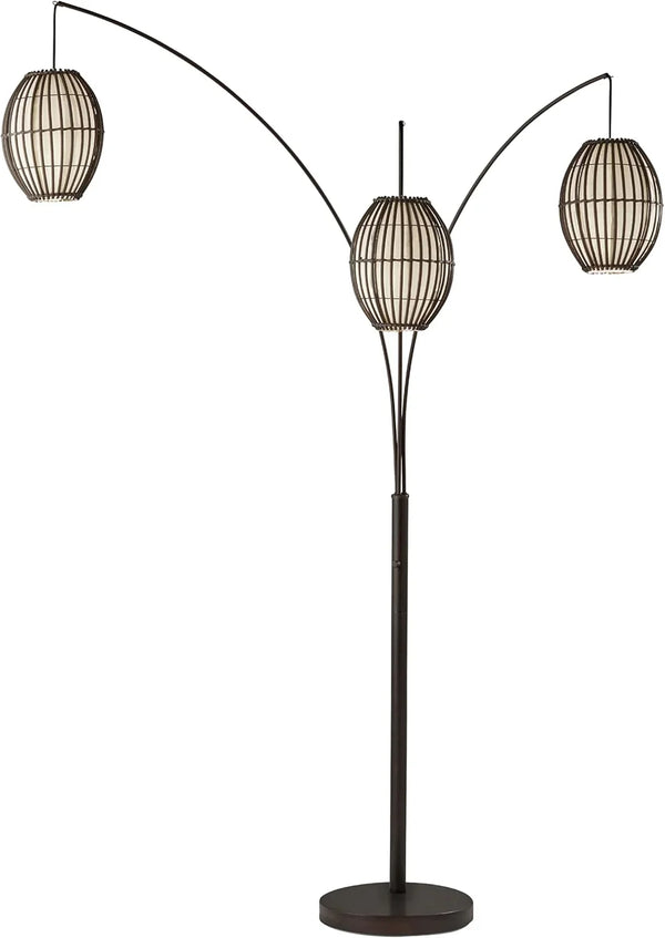 Floor lamp, equipped with three movable lampshades and an adjustable height design - perfect for decorating bedrooms, living rooms and corners, with a bronze color finish. I1352