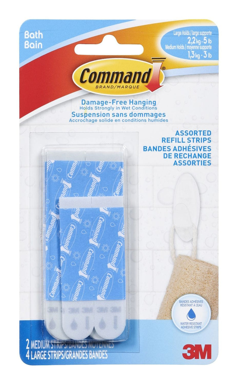 Command Bathroom Refill Strips, Assorted Sizes J5117