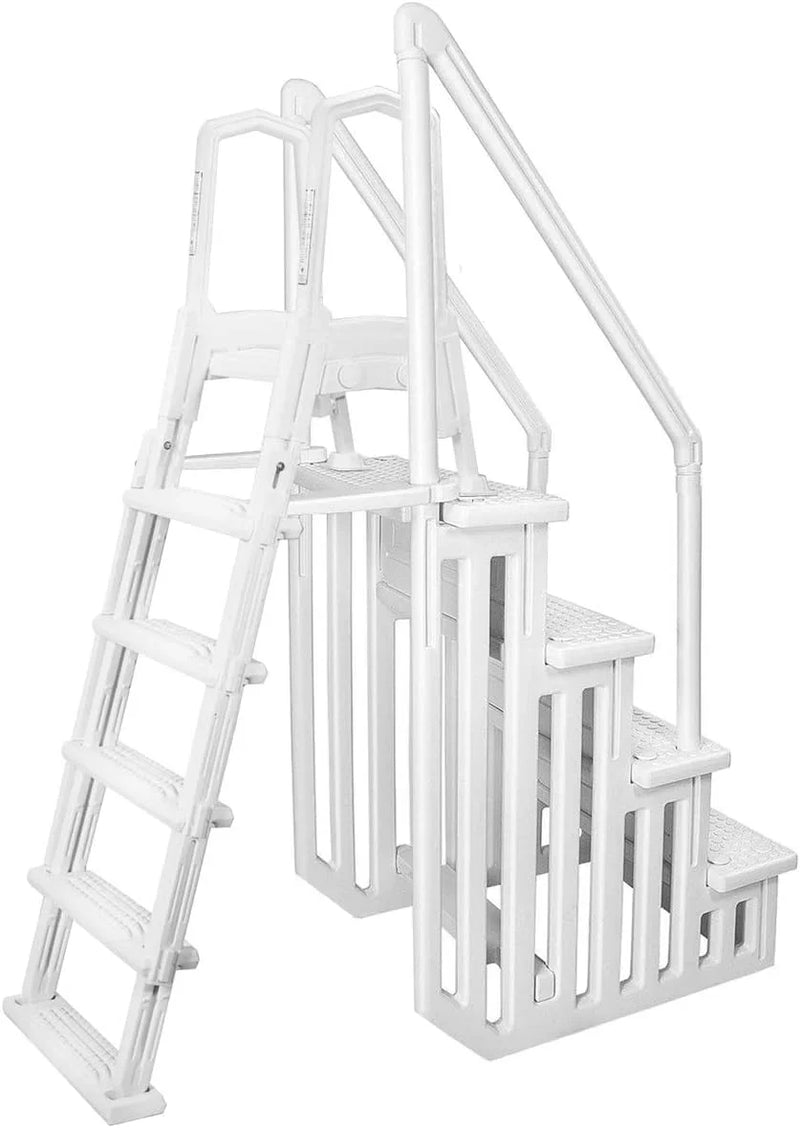 Deluxe Above-Ground Pool Ladder A-Frame Swimming Non-Sliip Step Ladder, White K2951