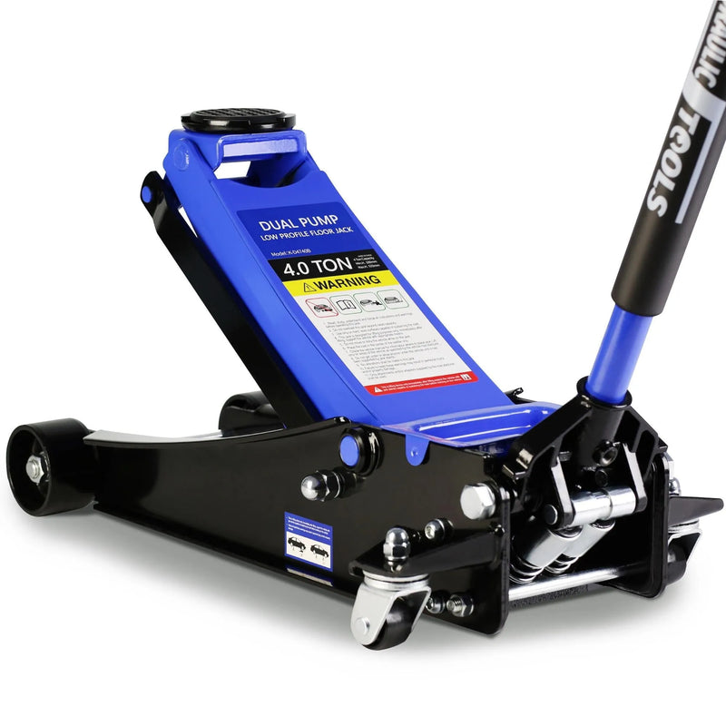 4-Ton Floor Jack, Low Profile Car Jack, Heavy-Duty Trolley Jack Car Lift with Dual Pump Pistons, Lifting Range 4"-21", 8000LBS G4891
