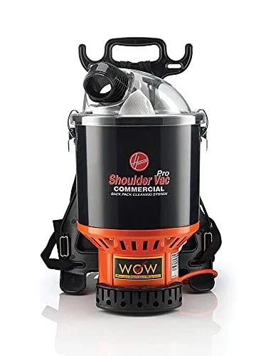Hoover Commercial Shoulder Vac Pro Backpack Bagged Vacuum Cleaner, with HEPA Media Filter, Lightweight with Extra Long Cord, Chiropractic Design, for Carpet and Hard Floors, C2401, Black J8463
