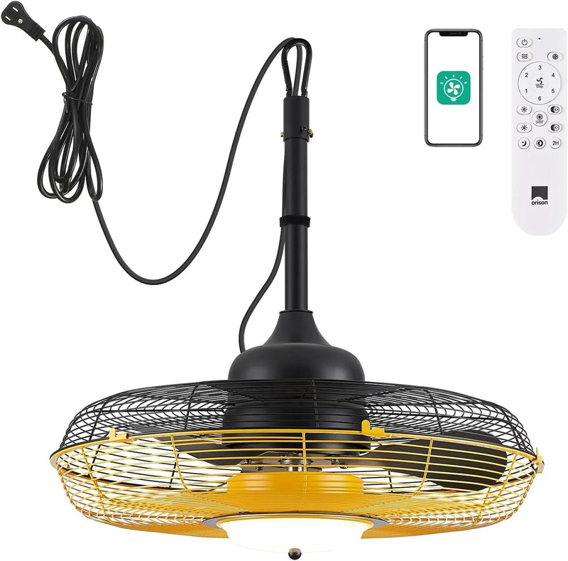 Outdoor Ceiling Fan with Light, Plug in Ceiling Fan with Remote, Gazebo Fans Outdoor Hanging for Patios Waterproof, Wet Rated Hanging Fan with App Control S1791