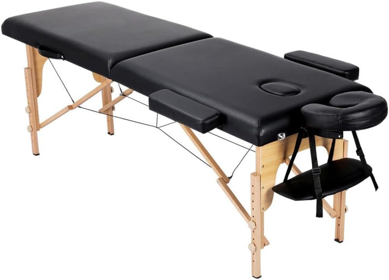 Massage Table Lash Bed Portable Massage Spa Bed Beauty Tattoo Table Adjustable for Eyelash Tech Physical Therapy Couch, Black F4455