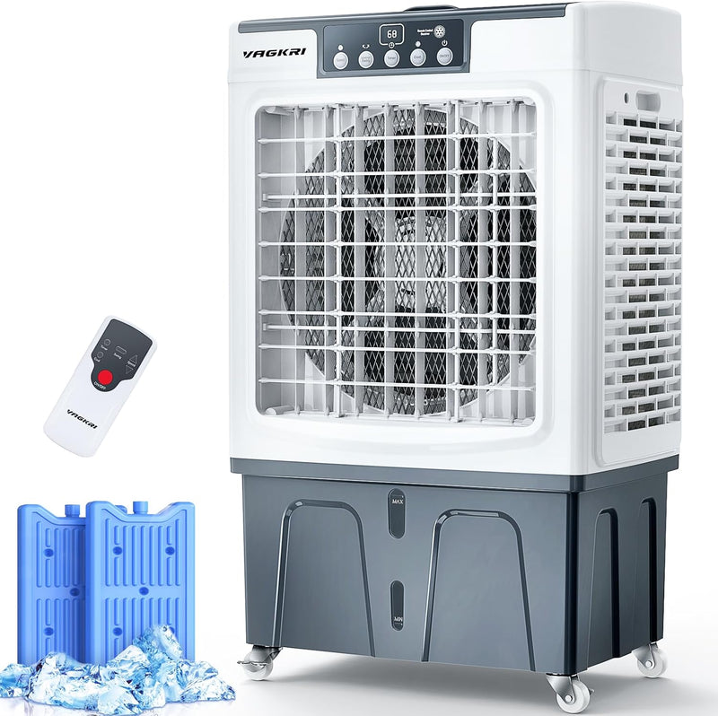 Evaporative Cooler, 2100CFM Air Cooler, 120°Oscillation Swamp Cooler with Remote Control, 24H Timer, 3 Wind Speeds for Outdoor Indoor Use,8 Gallon T1645