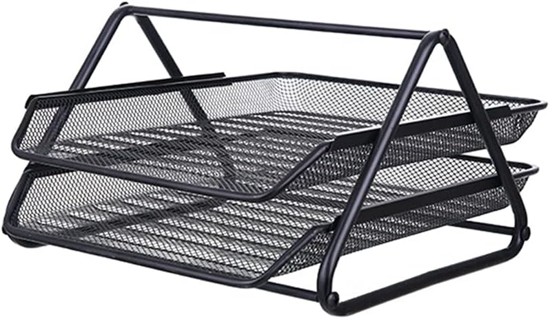 Metal Mesh 2 Tier Document Letter Tray Desk Organizer File Holder Magazine Notebook Organizer Office Supplies P9657