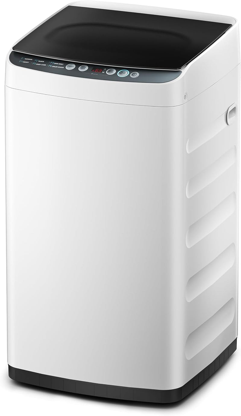 Portable Washer with 6 Cycles, Drum Clean, Quick, Stainless Steel Tub, Transparent Lid, LED Display Washing Machine, White T4531