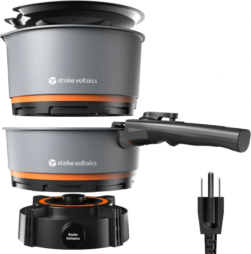 200 - 1000 watt electric camping stove, with cookware, 120 volt portable outdoor cooking set, windproof cookware, suitable for RVs, electric vehicles, off-road travel, RV life, car camping F1900
