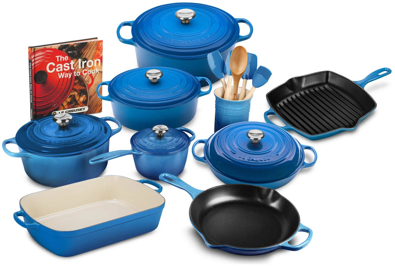 20-piece Signature Cast Iron Cookware Set,10.25 Skillet,1.75-quart Saucepan with Lid F5405