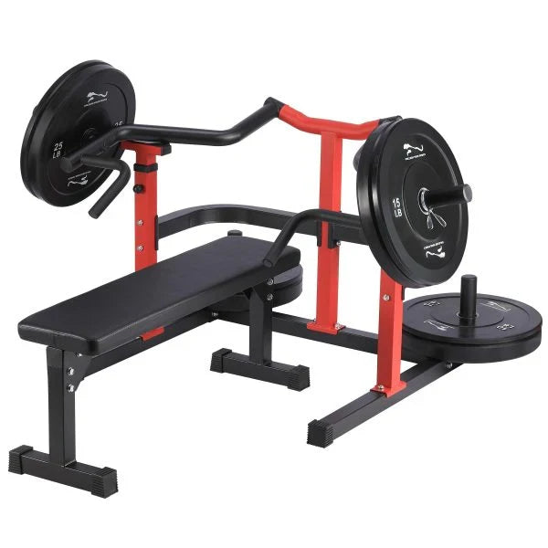 Chest Press Machine, 1050LBS Capacity, Independent Converging Arms, Weight Bench Press with Adjustable Flat Bench for Upper Body Workouts, Red O2458