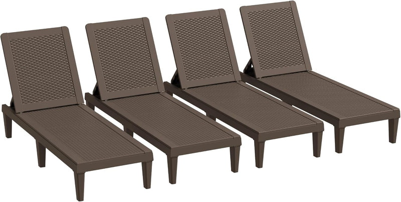 Outdoor Chaise Lounge Chair Set of 2 for Patio Poolside, Waterproof & Adjustable & Easy Assembly Sun Lounger for Outside Deck, Pool, Beach, Black T2671