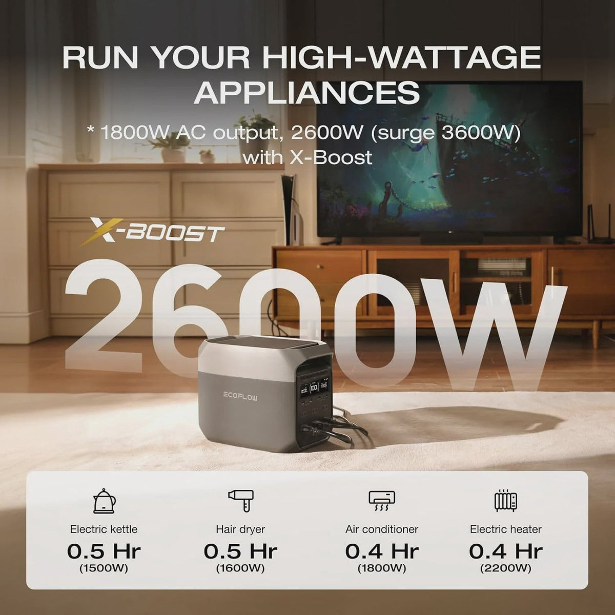 EF EcoFlow DELTA 3 Portable Power Station, Full Charge in 43 Min, 1024Wh LiFePO4 Battery, 1800W AC/100W USB-C Output, Solar Generator(Solar Panel...