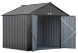 EZEE Galvanized Steel Storage Shed, Charcoal, 10-ft x 8-ft