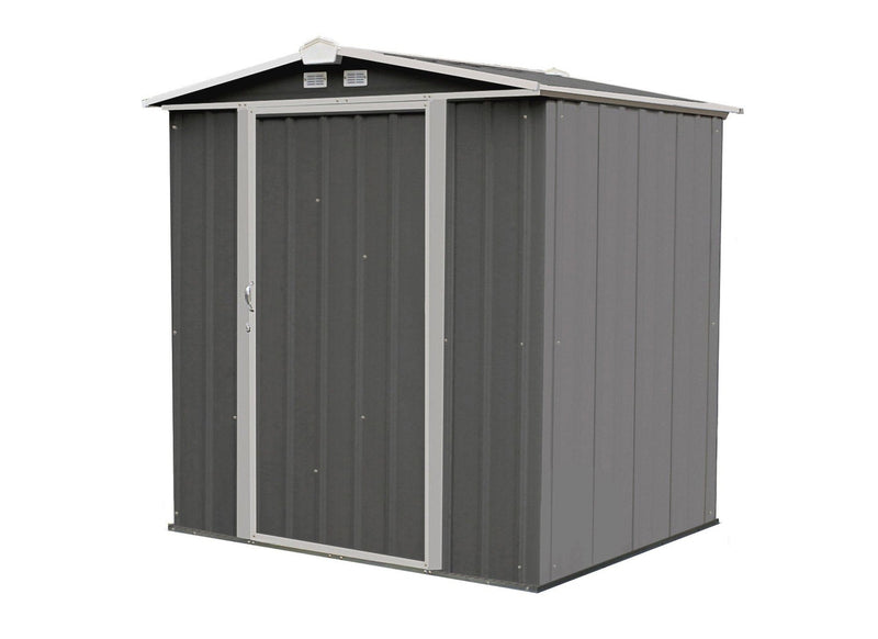 EZEE Galvanized Steel Storage Shed with Low Gable Roof, Charcoal/Cream, 6-ft x 5-ft D9589