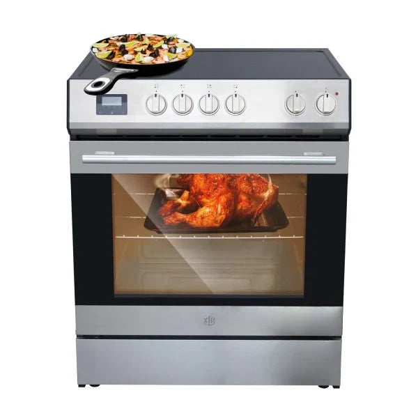 Front Control Electric Range Oven with 5 Cooktop Elements with 6 Cooking Power Options, Freestanding Oven, 5.0 cu. ft. Capacity Stainless Steel J1327