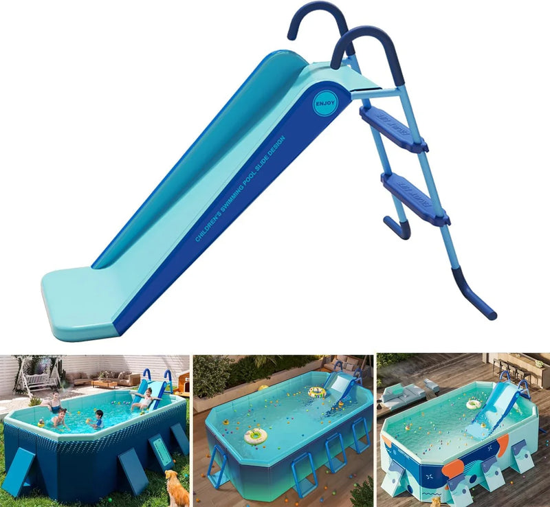 Pool Slide Inflatable Swimming Water Slide, Summer Swimming Pool Supplies Universal Trampoline Ladder Backyard Slide Home Playground Equipment U7355