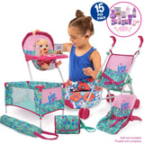 3-in-1 Kids' Doll Playset with 15 Accessories