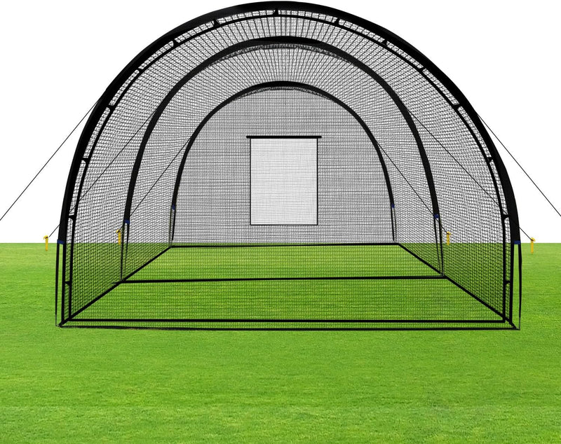 Baseball Batting Cage Net Batting Cages for Backyard Portable Baseball and Softball Batting Cages with Pitching Machine Hole and Detachable Door for Backyard Outdoor Hitting Practice L2763